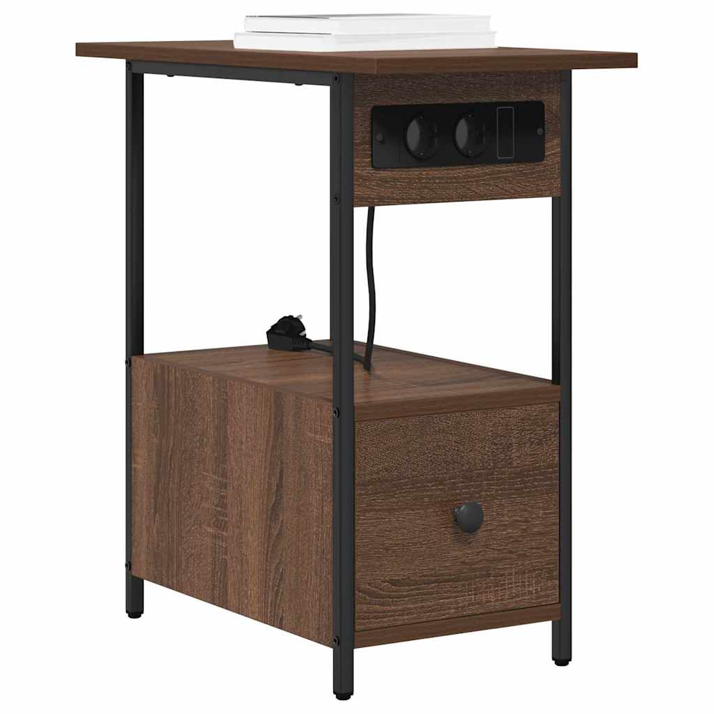 Cabinet de chevet avec tiroir Chêne marron 60 x 30 x 61 cm