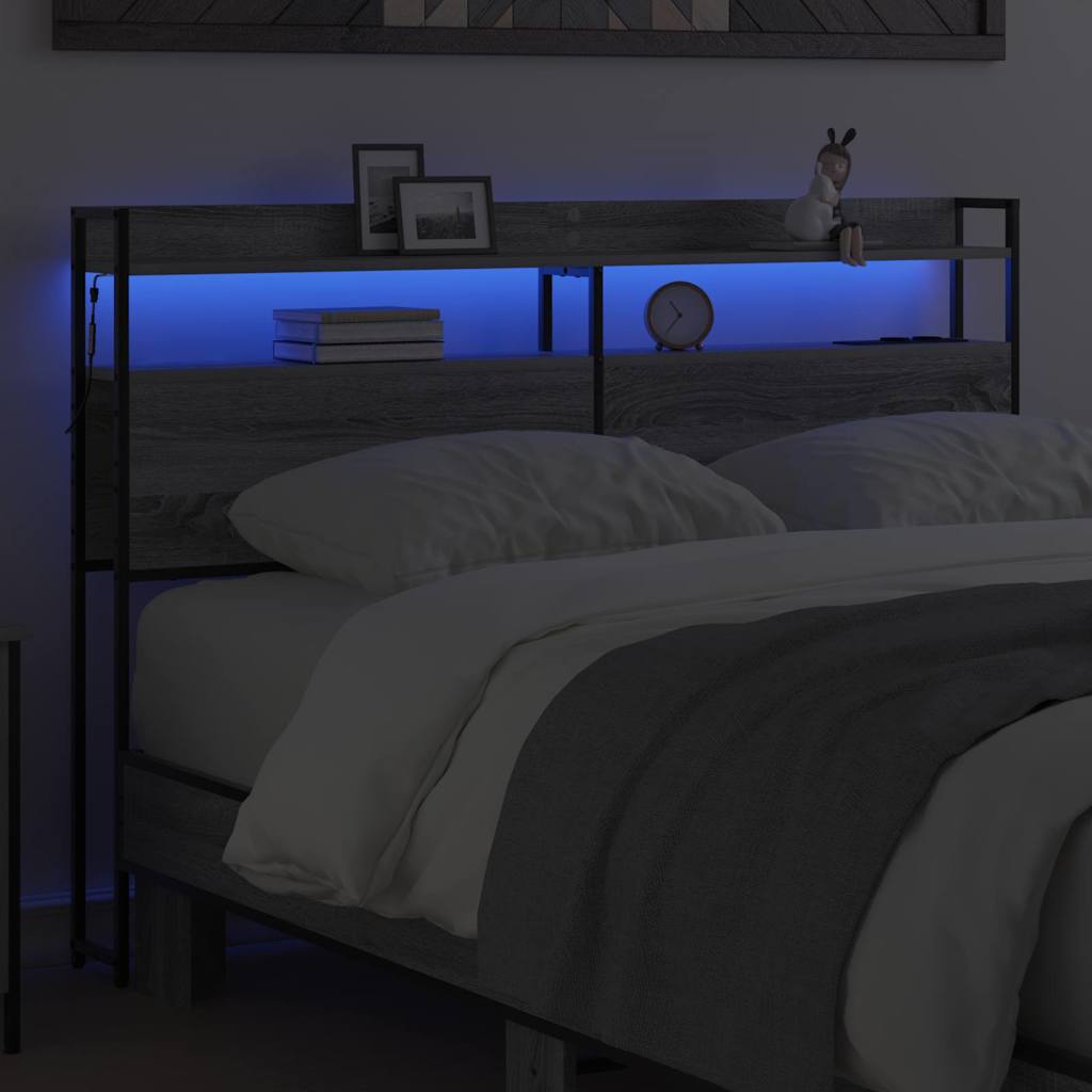 Tête de lit avec étagère Sonoma gris 135 cm Bois d'ingénierie - XIOS