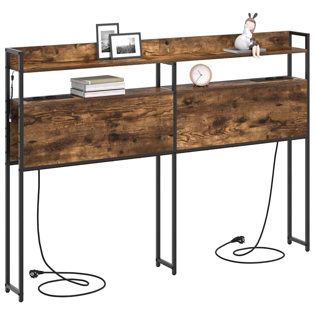 Tête de lit avec étagère Chêne fumé 140 cm Bois d'ingénierie - XIOS