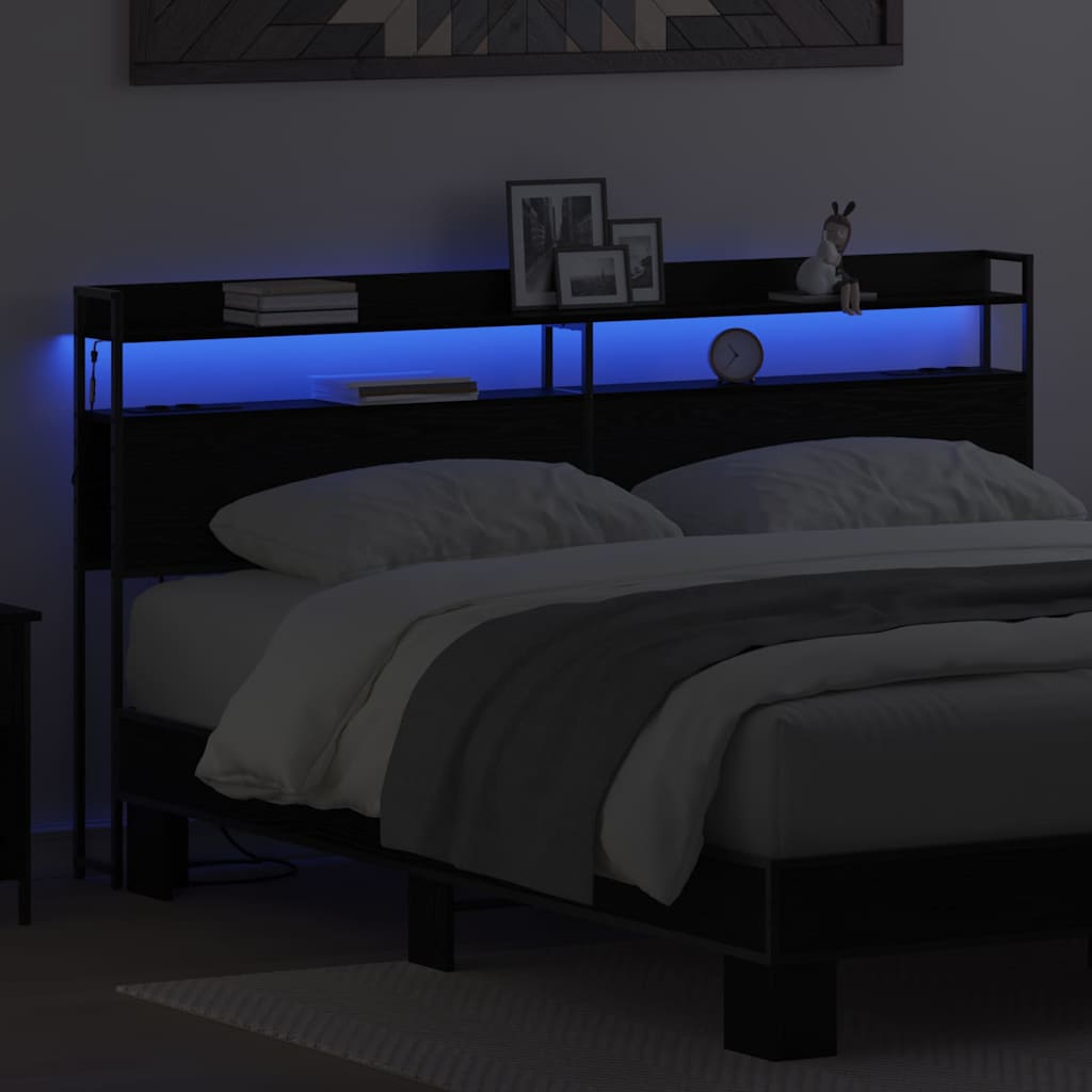 Tête de lit avec étagère Chêne noir 180 cm Bois d'ingénierie - XIOS