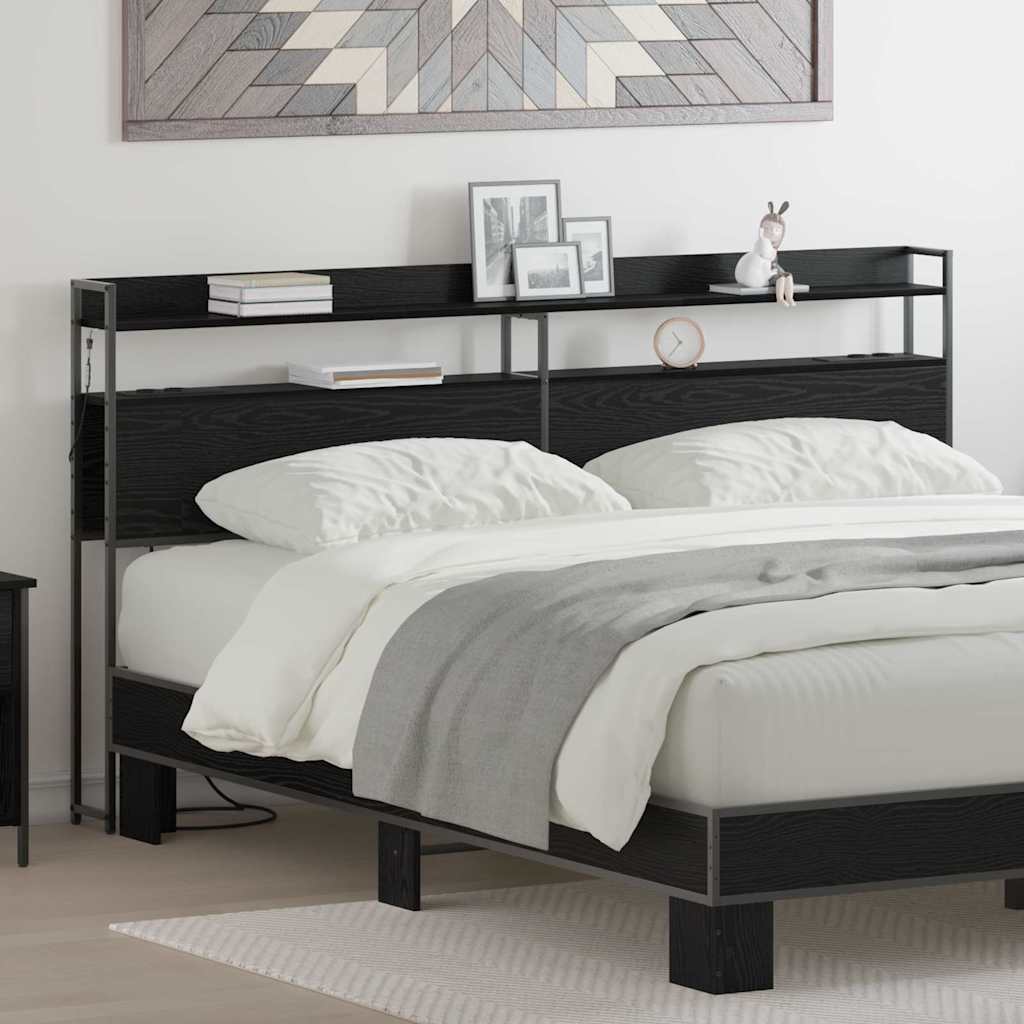 Tête de lit avec étagère Chêne noir 200 cm Bois d'ingénierie - XIOS