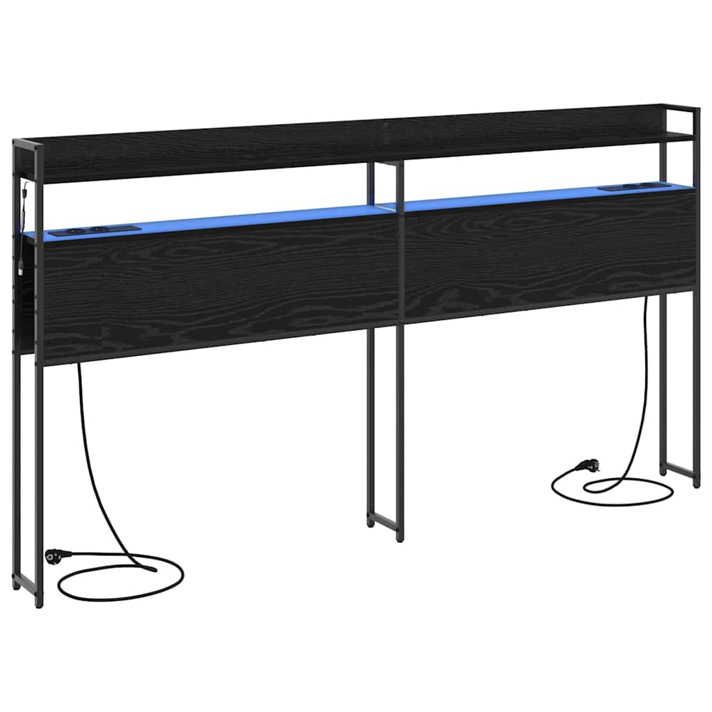 Tête de lit avec étagère Chêne noir 200 cm Bois d'ingénierie - XIOS