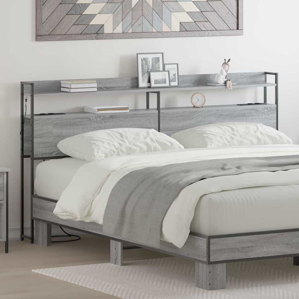 Tête de lit avec étagère Sonoma gris 200 cm Bois d'ingénierie - XIOS