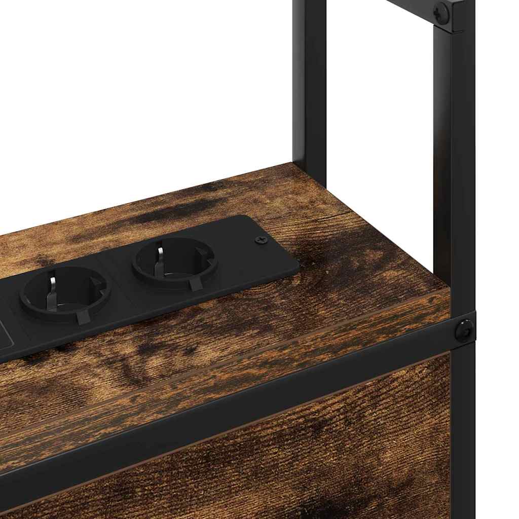 Headboard de Rangement avec Station de Charge Chêne fumé 100 cm