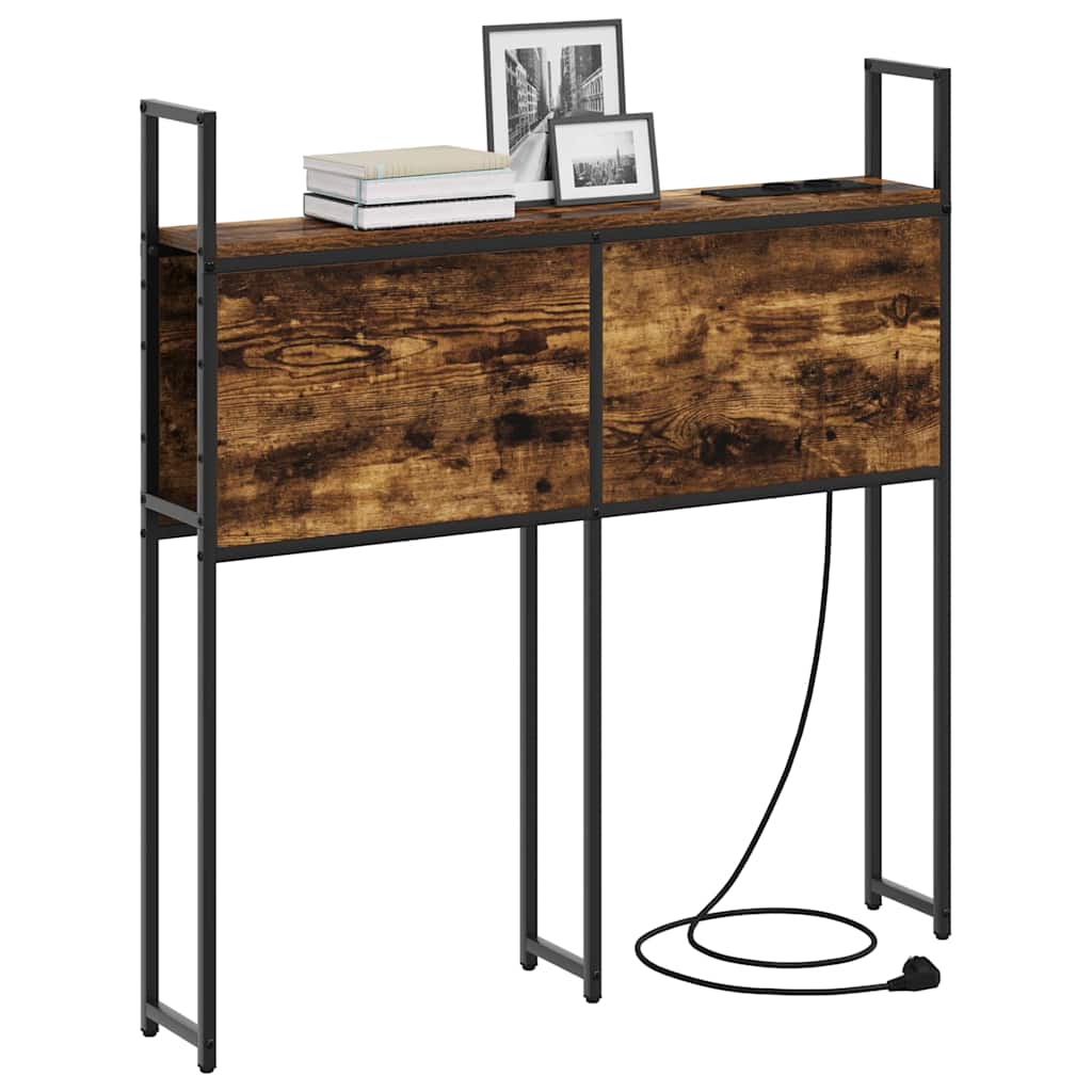 Headboard de Rangement avec Station de Charge Chêne fumé 100 cm