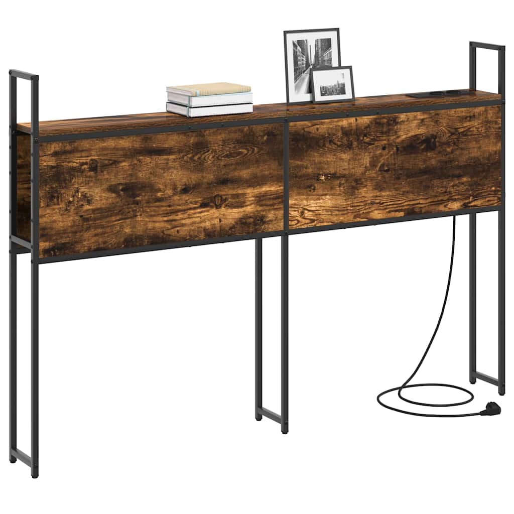 Headboard de Rangement avec Station de Charge Chêne fumé 120 cm - XIOS
