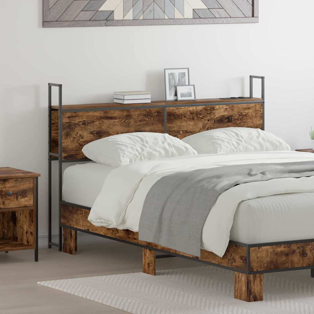 Headboard de Rangement avec Station de Charge Chêne fumé 135 cm - XIOS