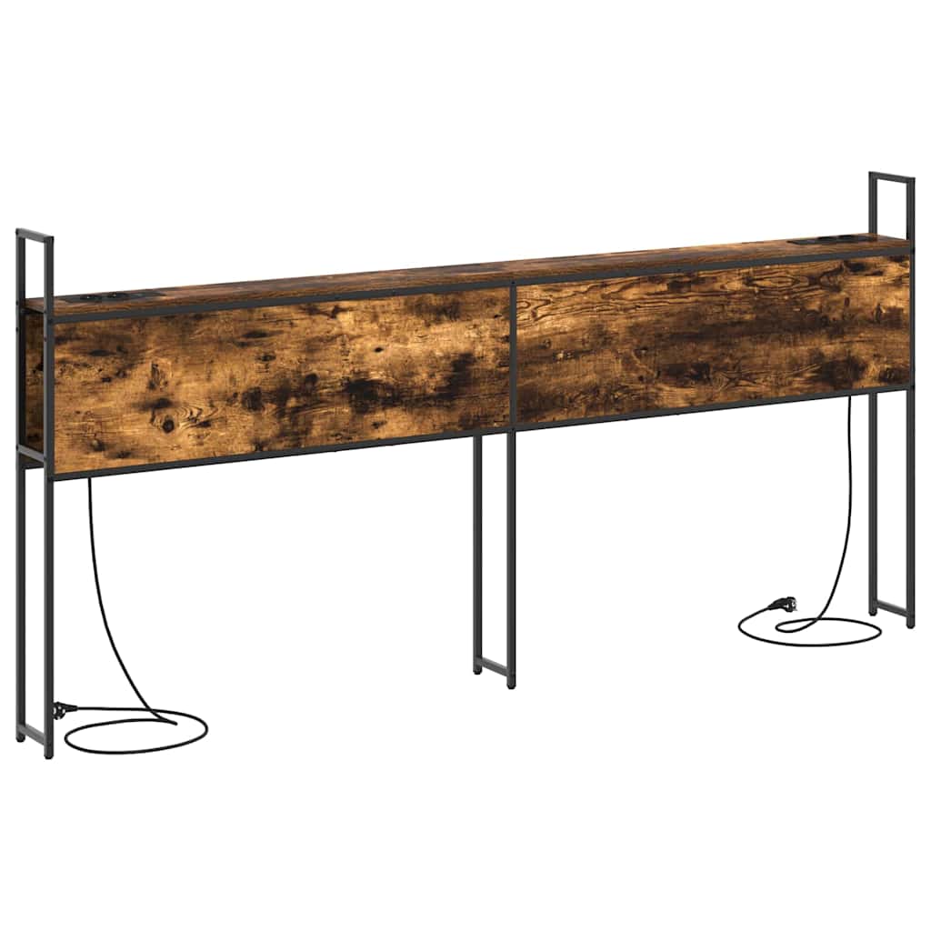 Headboard de Rangement avec Station de Charge Chêne fumé 180 cm - XIOS