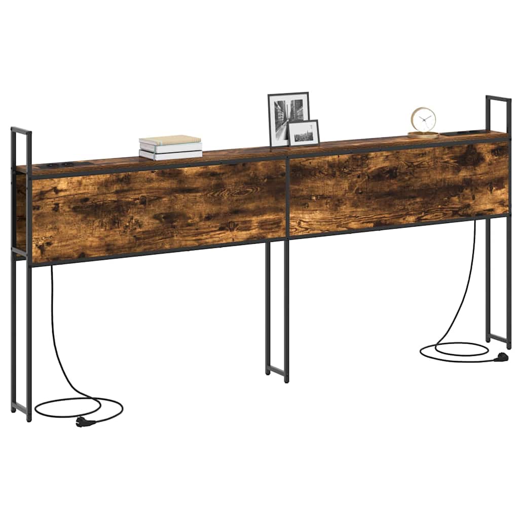 Headboard de Rangement avec Station de Charge Chêne fumé 180 cm - XIOS