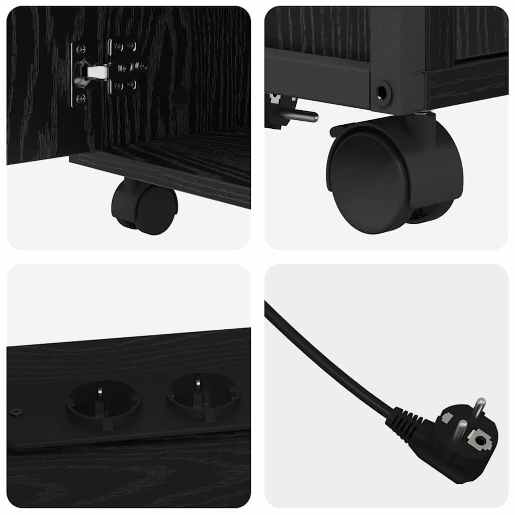 Gabarit de bureau avec station de recharge avec roue Chêne noir - XIOS