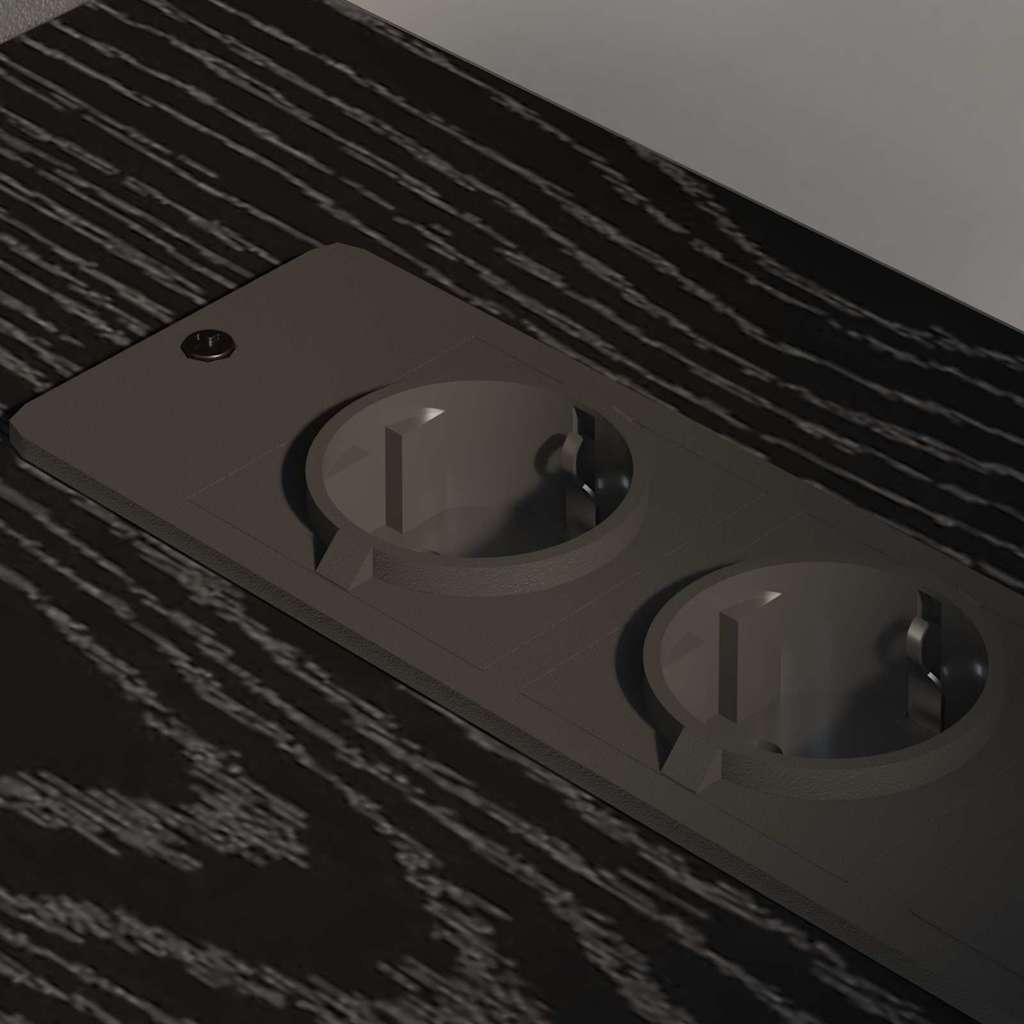 Gabarit de bureau avec station de recharge avec roue Chêne noir - XIOS