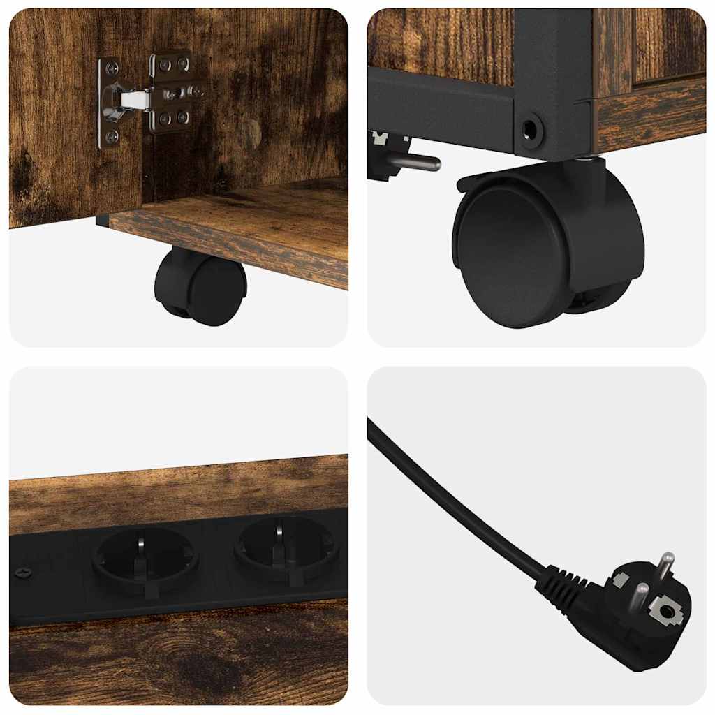 Gabarit de bureau avec station de recharge avec roue Chêne fumé - XIOS