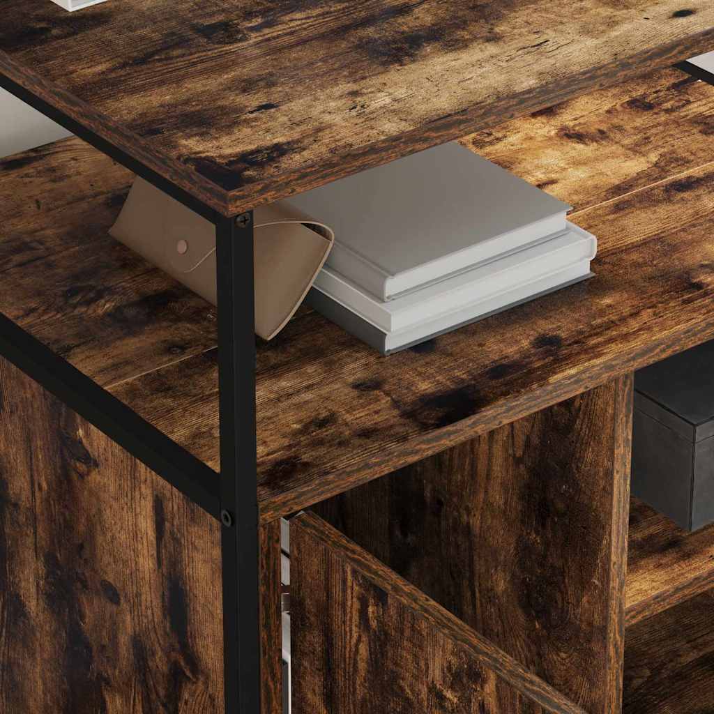 Gabarit de bureau avec station de recharge avec roue Chêne fumé - XIOS