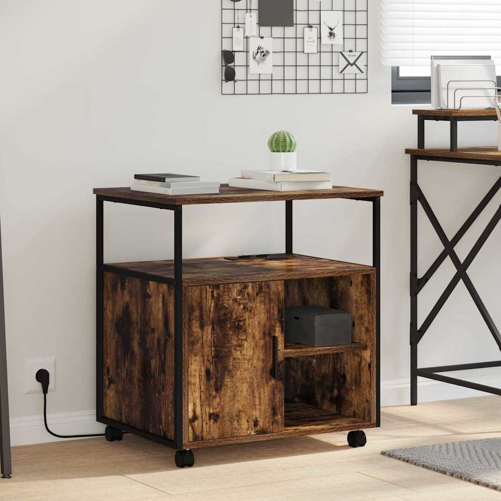 Gabarit de bureau avec station de recharge avec roue Chêne fumé - XIOS