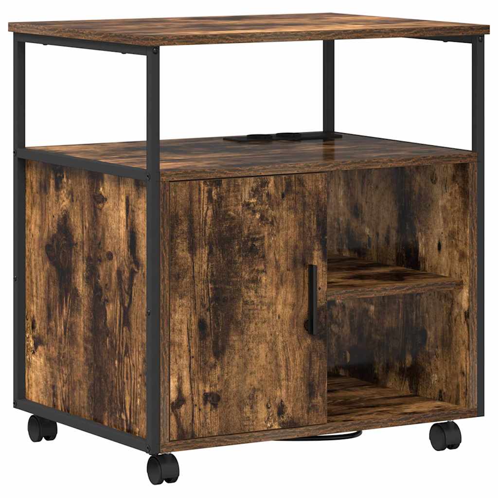 Gabarit de bureau avec station de recharge avec roue Chêne fumé - XIOS