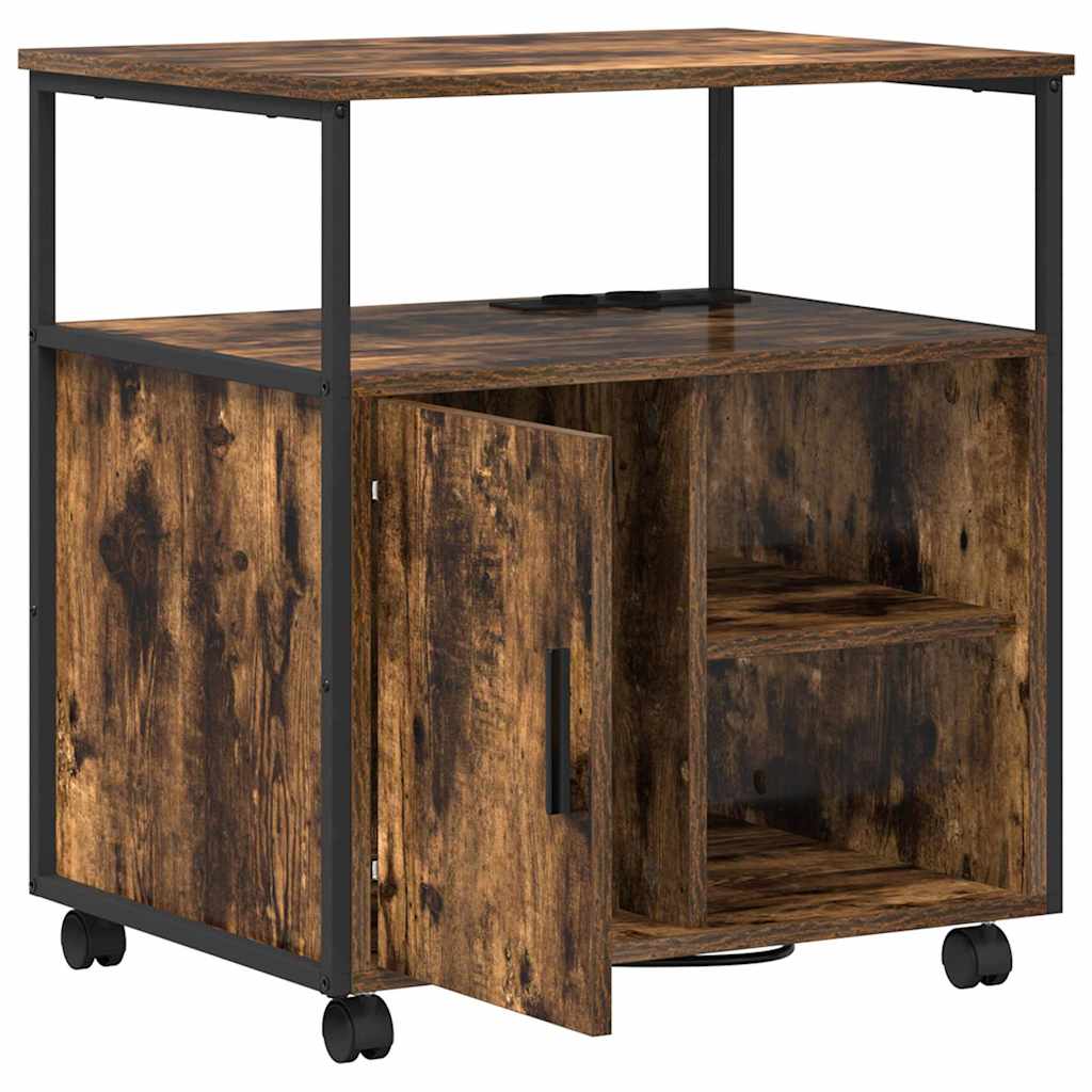 Gabarit de bureau avec station de recharge avec roue Chêne fumé - XIOS