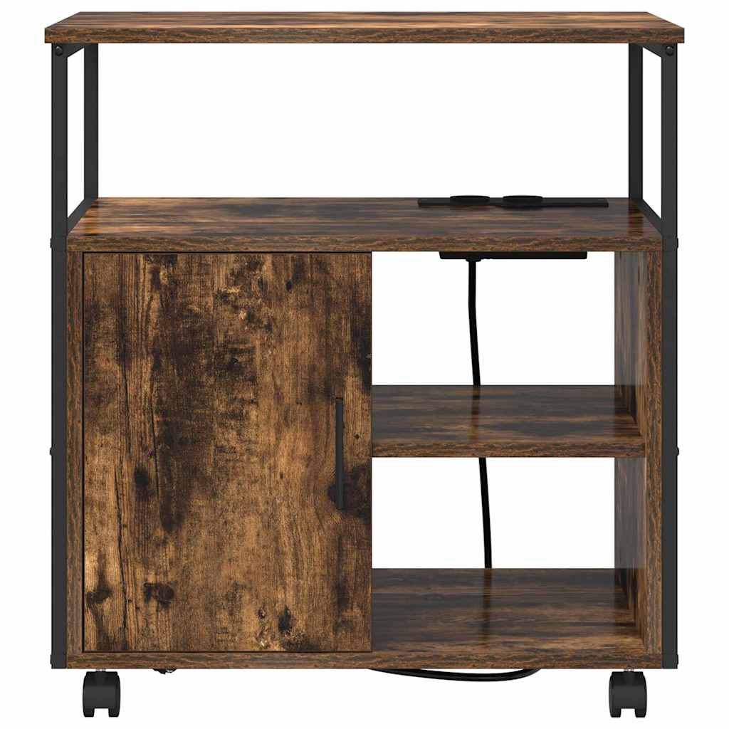 Gabarit de bureau avec station de recharge avec roue Chêne fumé - XIOS