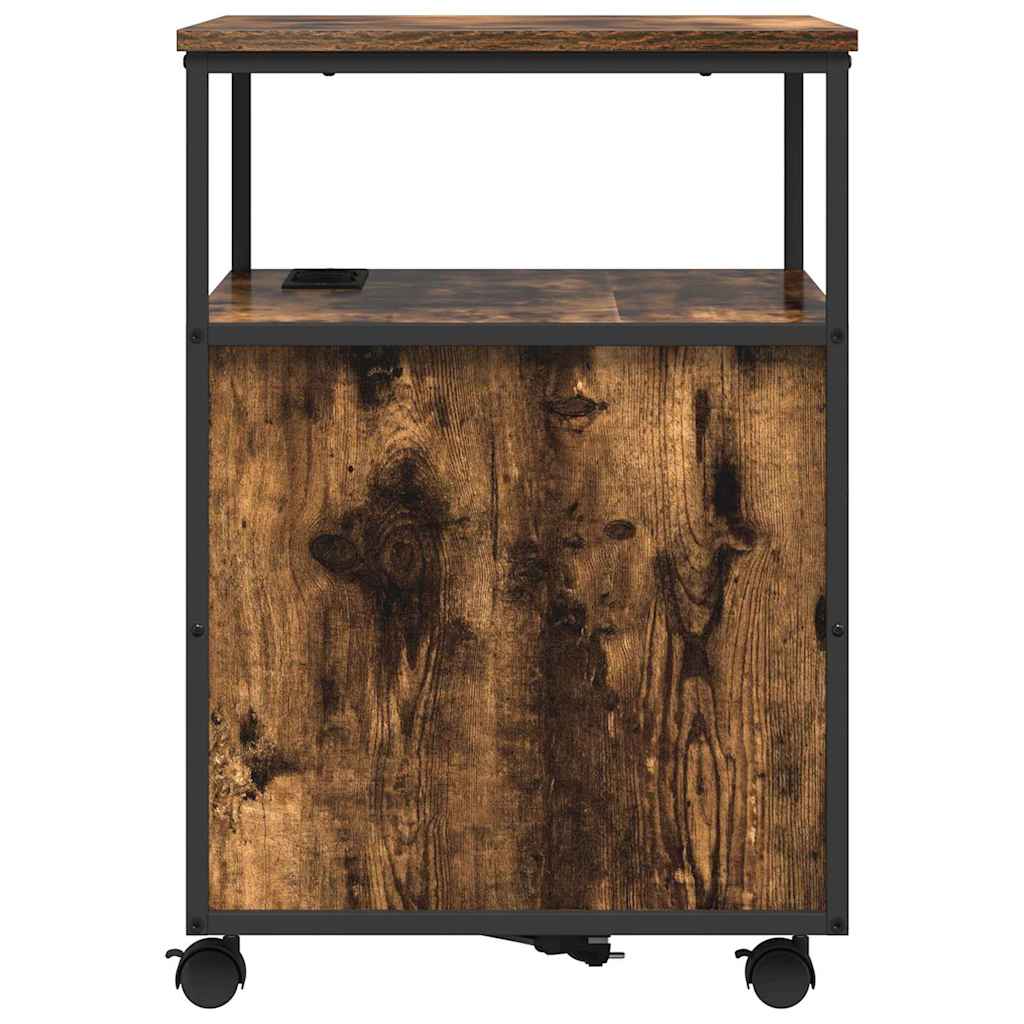 Gabarit de bureau avec station de recharge avec roue Chêne fumé - XIOS