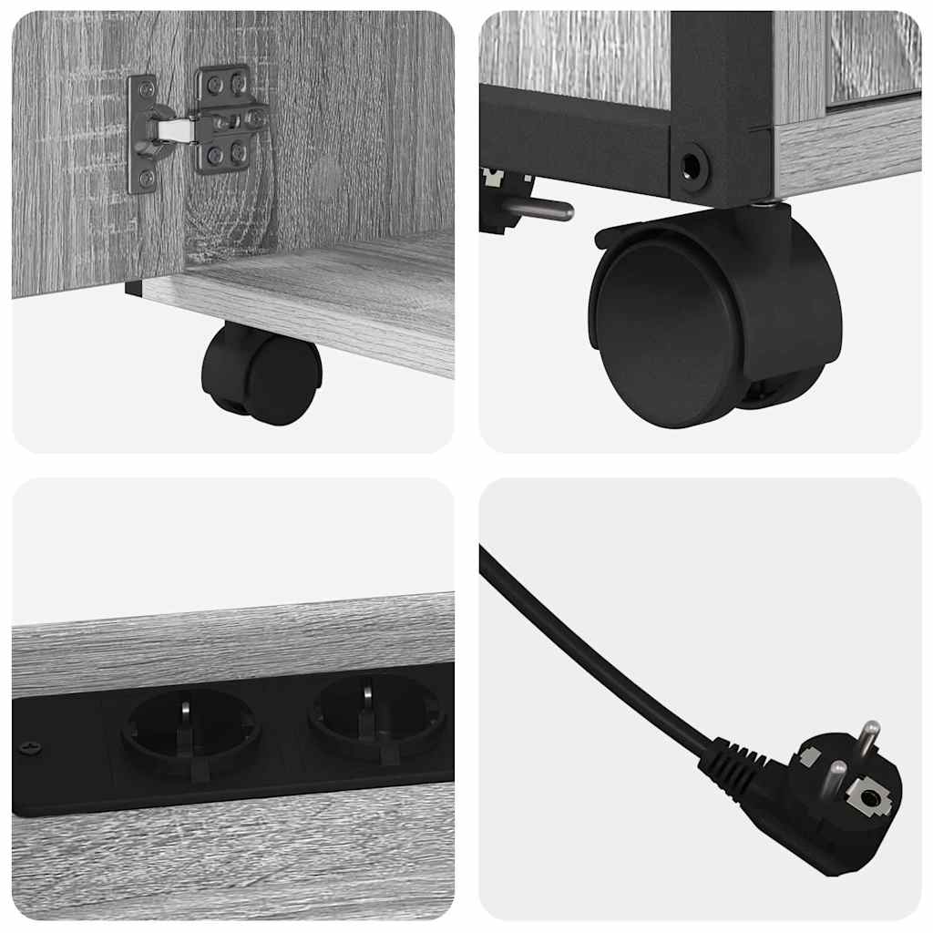 Gabarit de bureau avec station de recharge Sonoma gris - XIOS