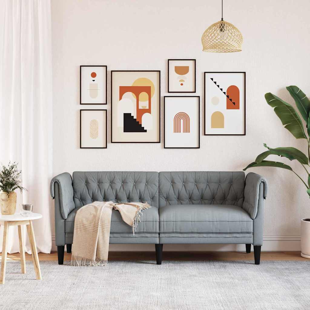 Canapé Chesterfield Gris clair 182.5 x 74.5 x 74.5 cm tissu - XIOS