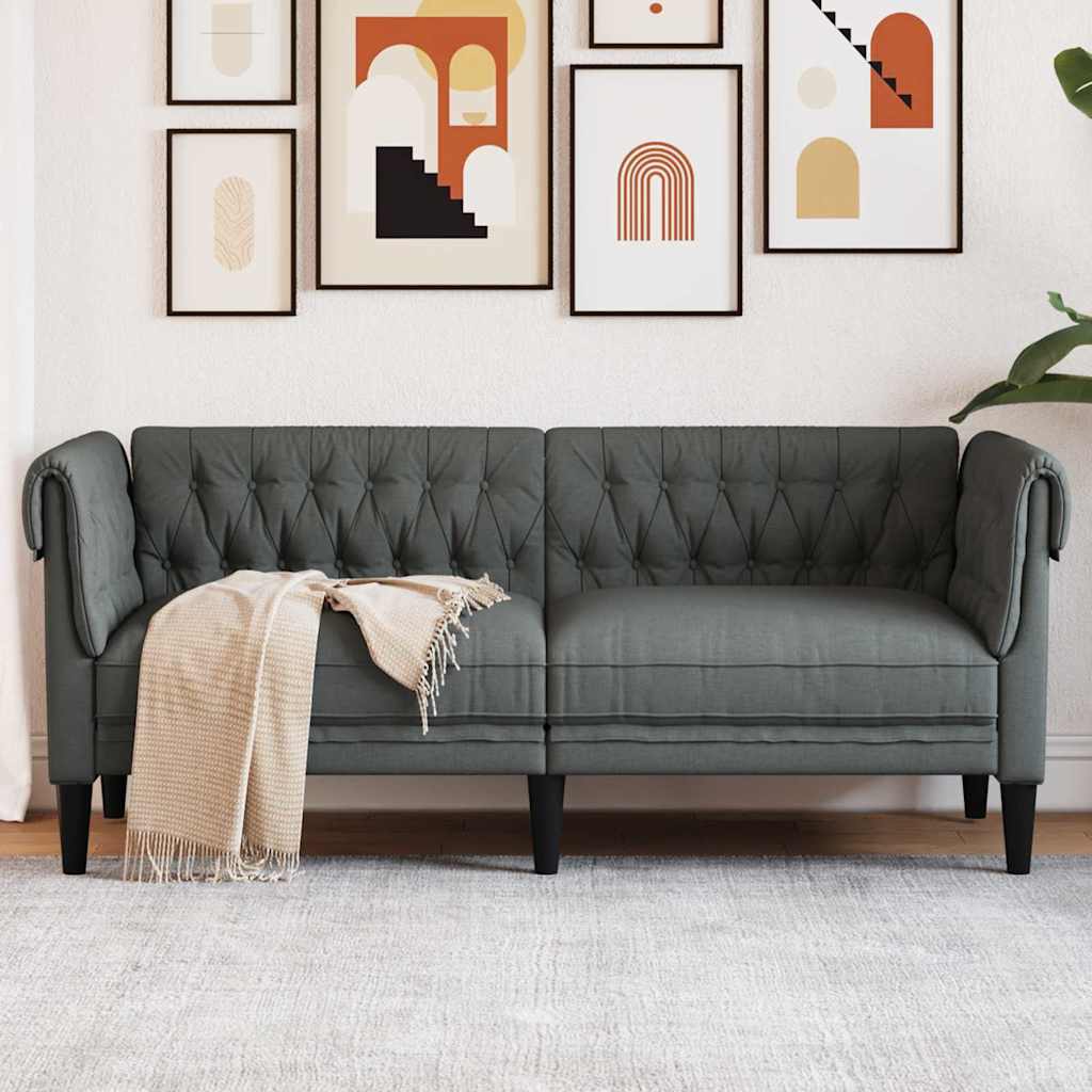 Canapé Chesterfield Gris foncé 182.5 x 74.5 x 74.5 cm tissu - XIOS