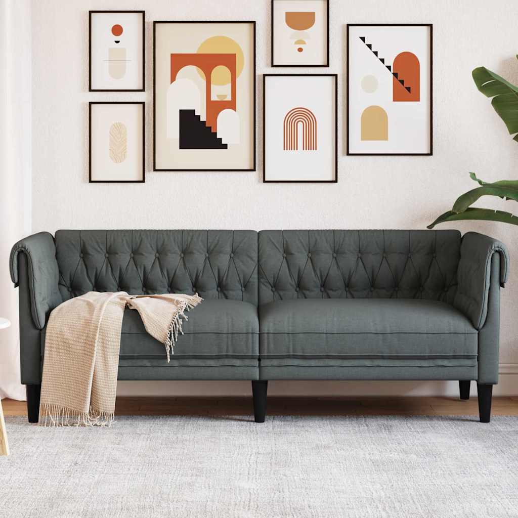 Canapé Chesterfield Gris foncé 201.5 x 74.5 x 74.5 cm tissu - XIOS