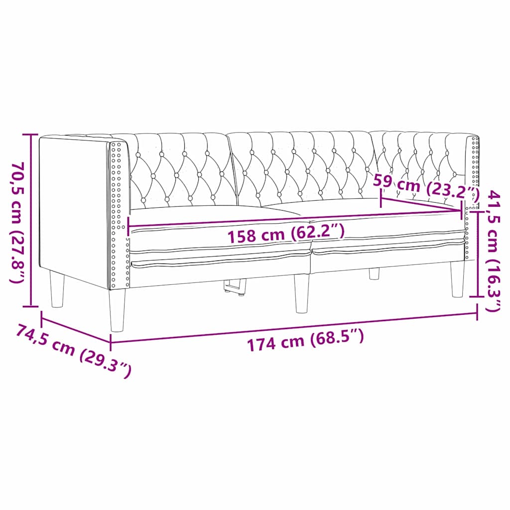 Canapé Noir 174 x 74,5 x 70,5 cm PVC - XIOS