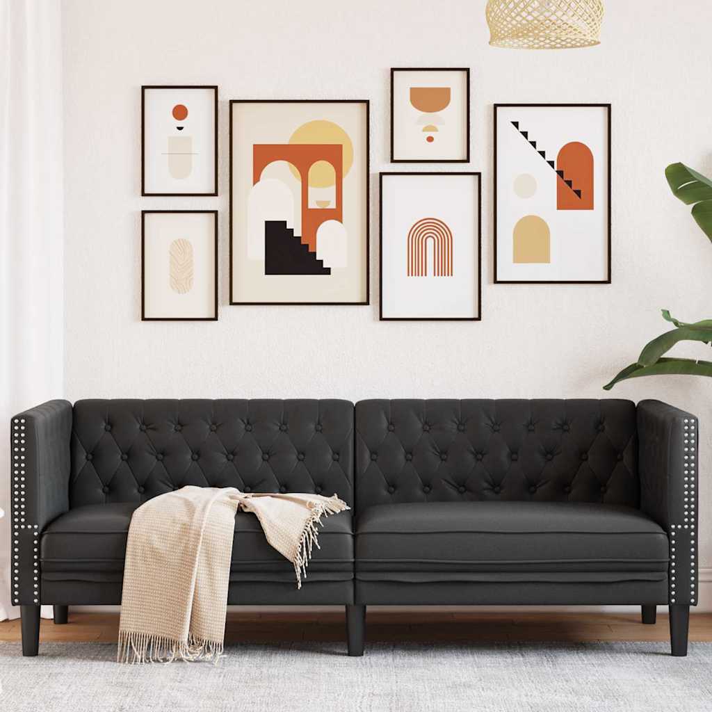 Canapé Noir 194 x 74,5 x 70,5 cm PVC - XIOS