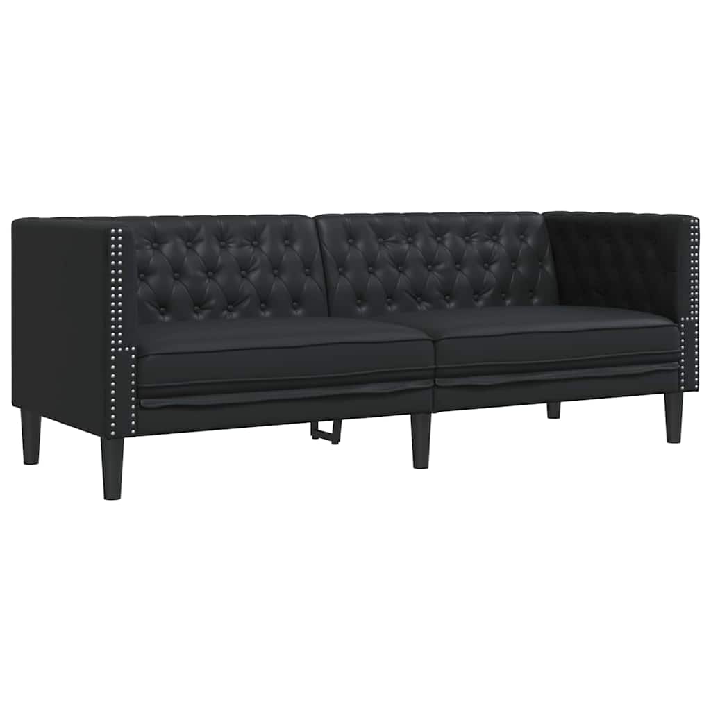 Canapé Chesterfield Argyle Noir 194 x 74.5 x 70.5 cm Faux cuir - XIOS