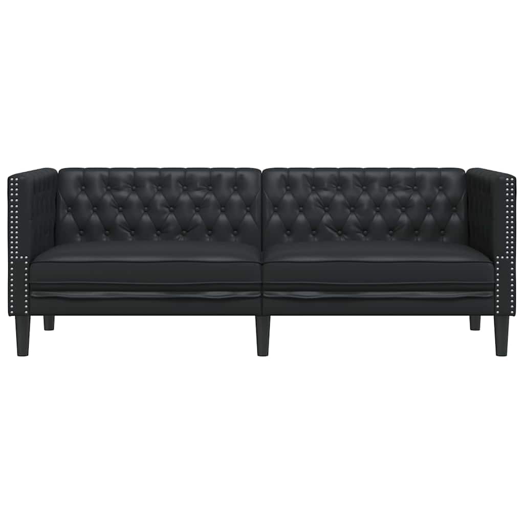 Canapé Chesterfield Argyle Noir 194 x 74.5 x 70.5 cm Faux cuir - XIOS