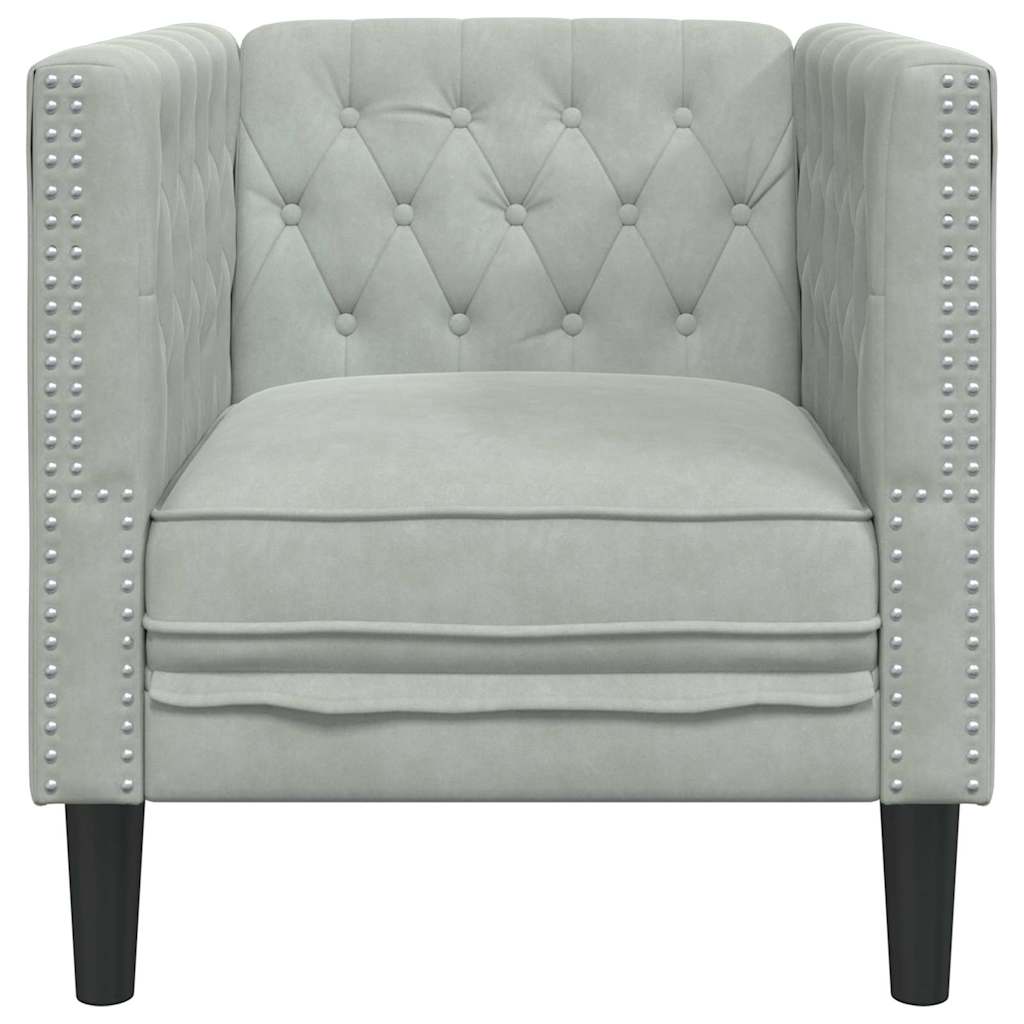 Fauteuil Chesterfield Gris clair 71 x 74.5 x 70.5 cm Velours - XIOS