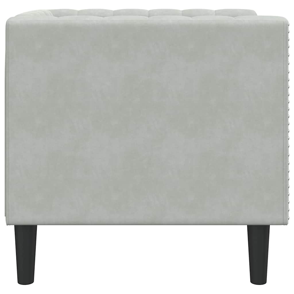 Fauteuil Chesterfield Gris clair 71 x 74.5 x 70.5 cm Velours - XIOS