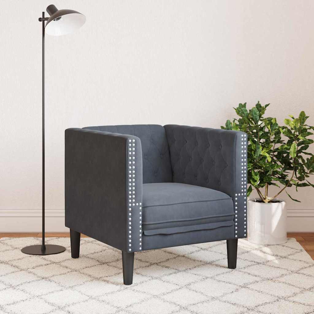 Fauteuil Chesterfield Gris foncé 71 x 74.5 x 70.5 cm Velours - XIOS