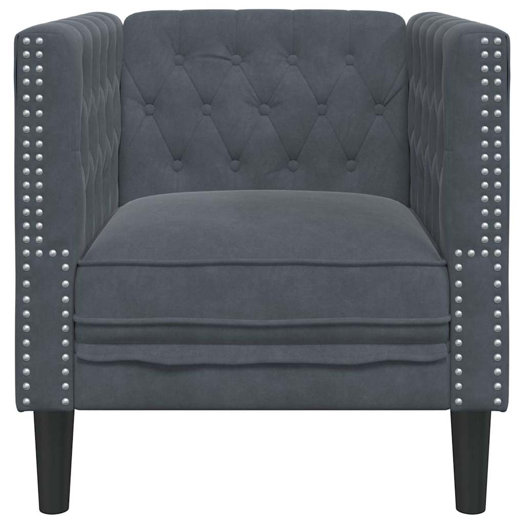 Fauteuil Chesterfield Gris foncé 71 x 74.5 x 70.5 cm Velours - XIOS