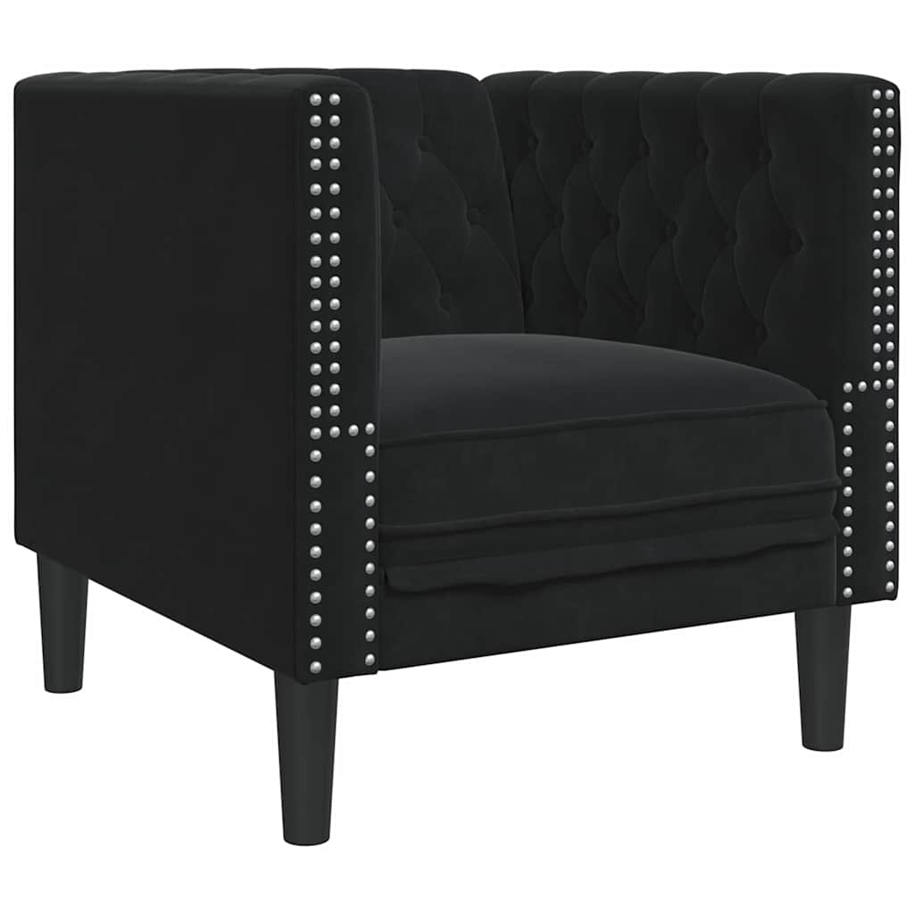 Fauteuil Chesterfield Autre Noir 71 x 74.5 x 70.5 cm Velours - XIOS