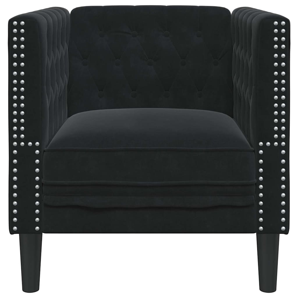 Fauteuil Chesterfield Autre Noir 71 x 74.5 x 70.5 cm Velours - XIOS