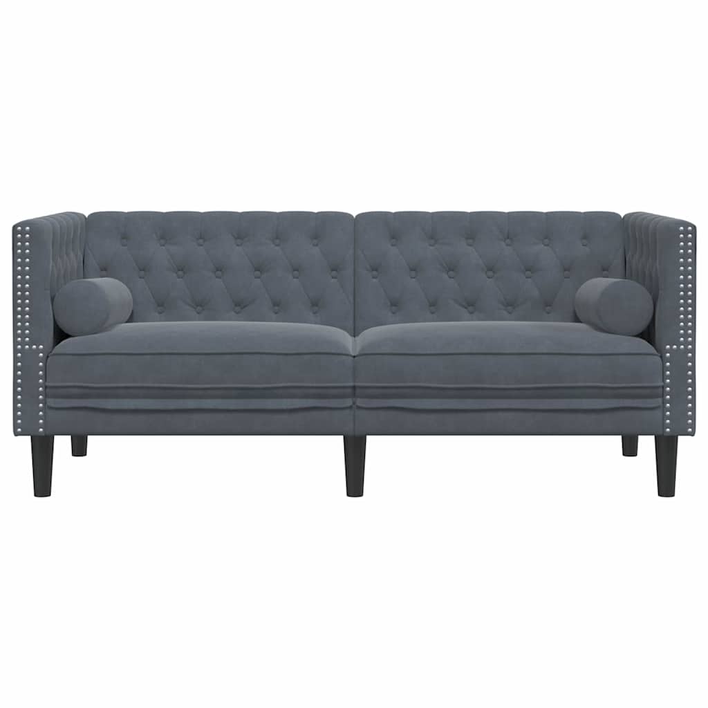 Canapé Chesterfield Gris foncé 174 x 74.5 x 70.5 cm Velours - XIOS