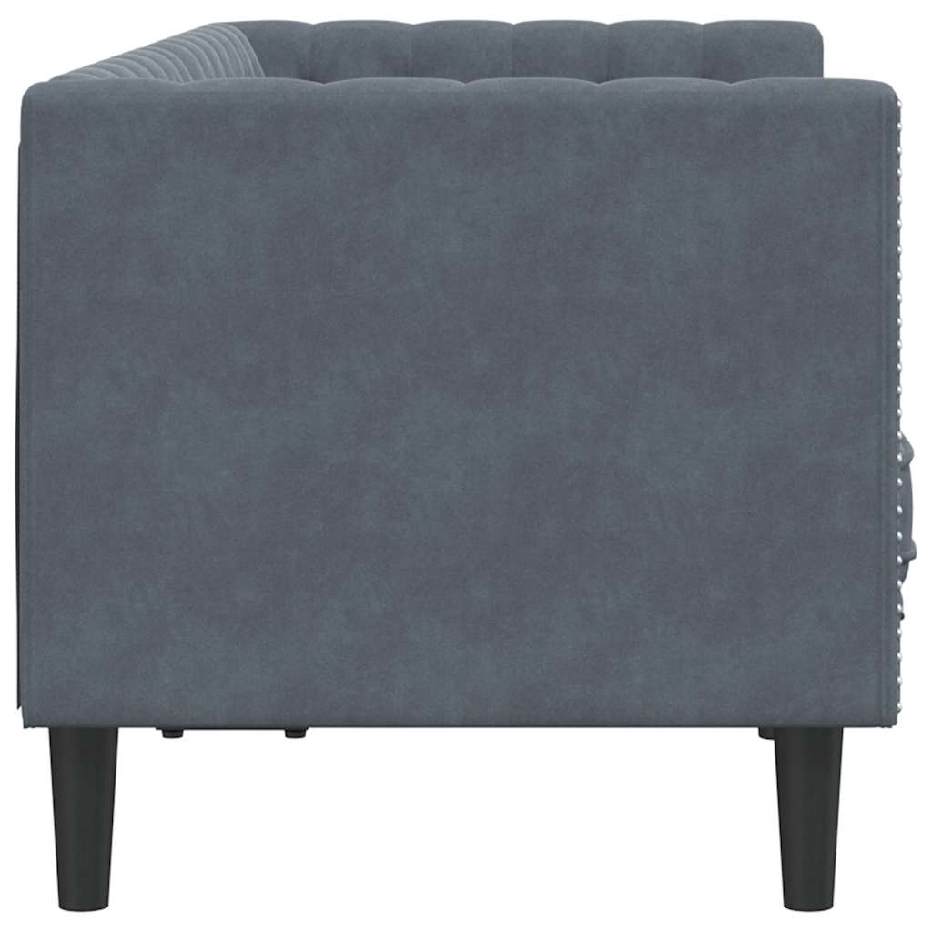 Canapé Chesterfield Gris foncé 174 x 74.5 x 70.5 cm Velours - XIOS