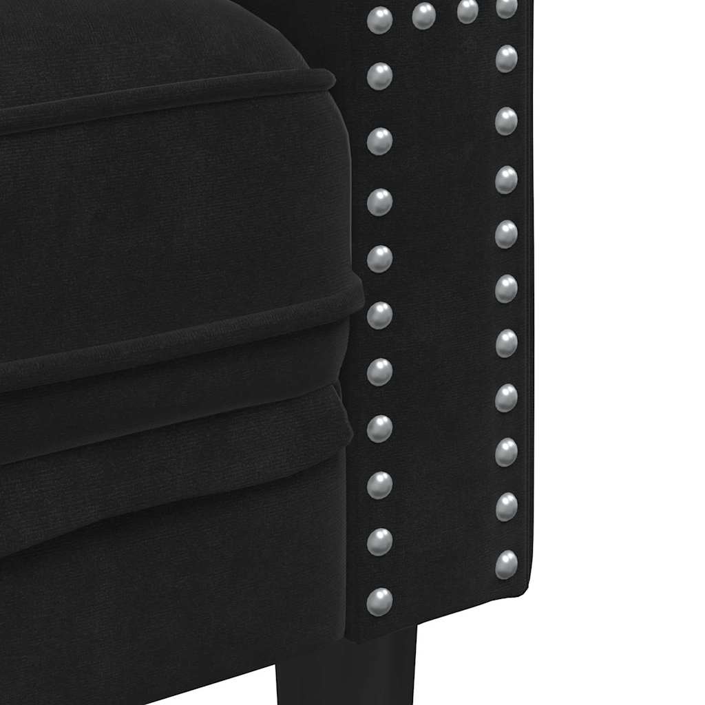Canapé Noir 174 x 74,5 x 70,5 cm Velours - XIOS