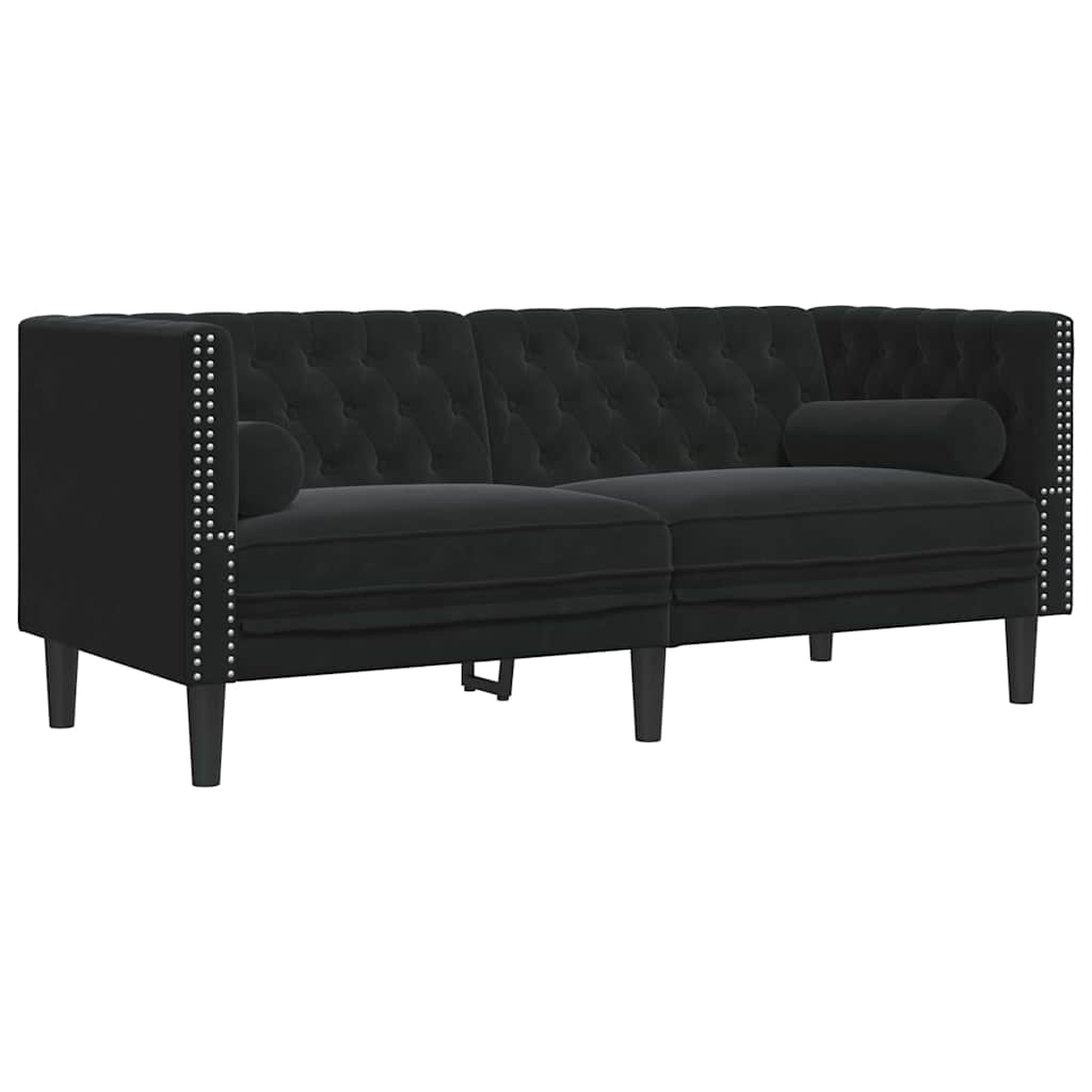 Canapé Chesterfield Autre Noir 174 x 74.5 x 70.5 cm Velours - XIOS