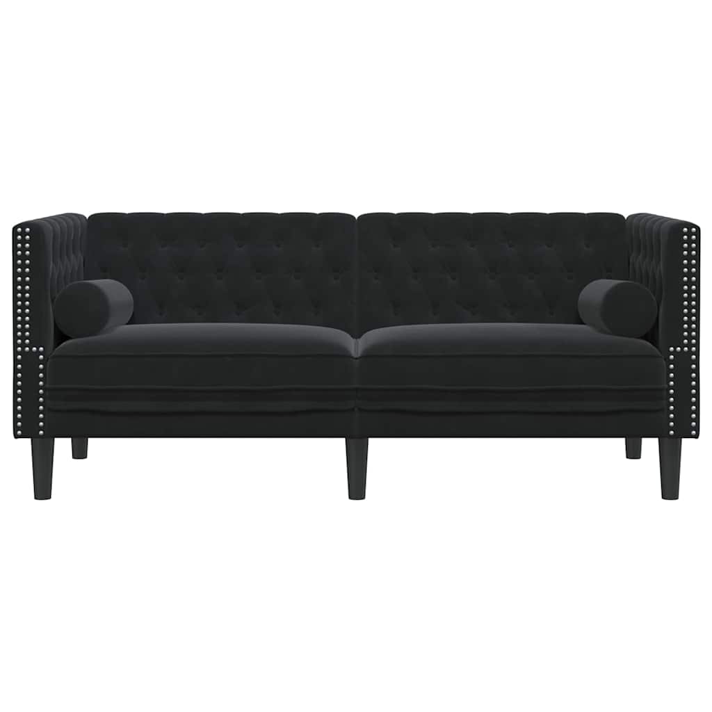 Canapé Chesterfield Autre Noir 174 x 74.5 x 70.5 cm Velours - XIOS