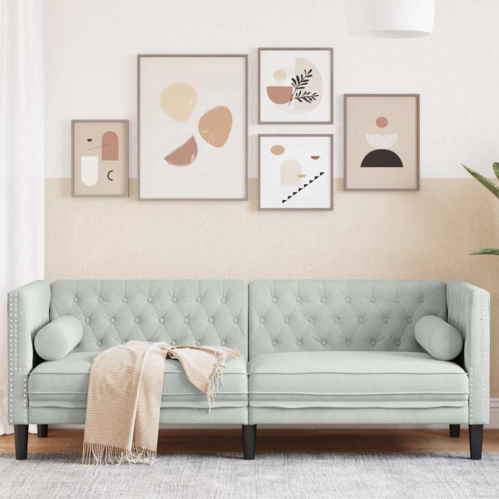 Canapé Gris clair 194 x 74,5 x 70,5 cm Velours - XIOS