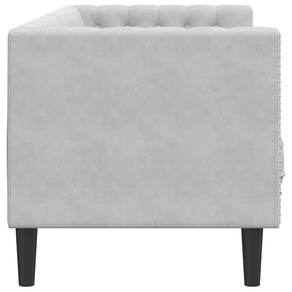 Canapé Chesterfield Gris clair 194 x 74.5 x 70.5 cm Velours - XIOS