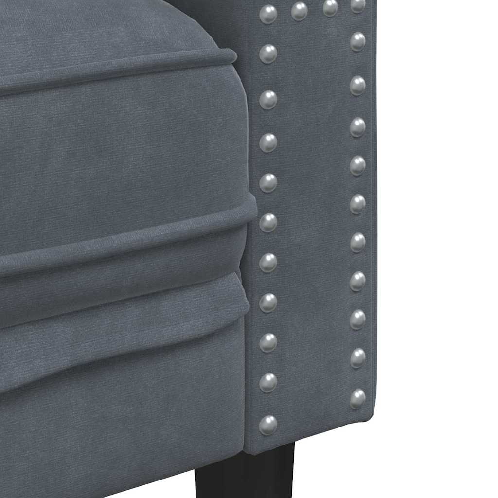 Canapé Chesterfield Gris foncé 194 x 74.5 x 70.5 cm Velours - XIOS