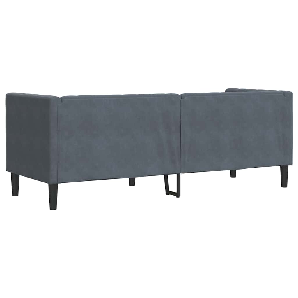Canapé Chesterfield Gris foncé 194 x 74.5 x 70.5 cm Velours - XIOS