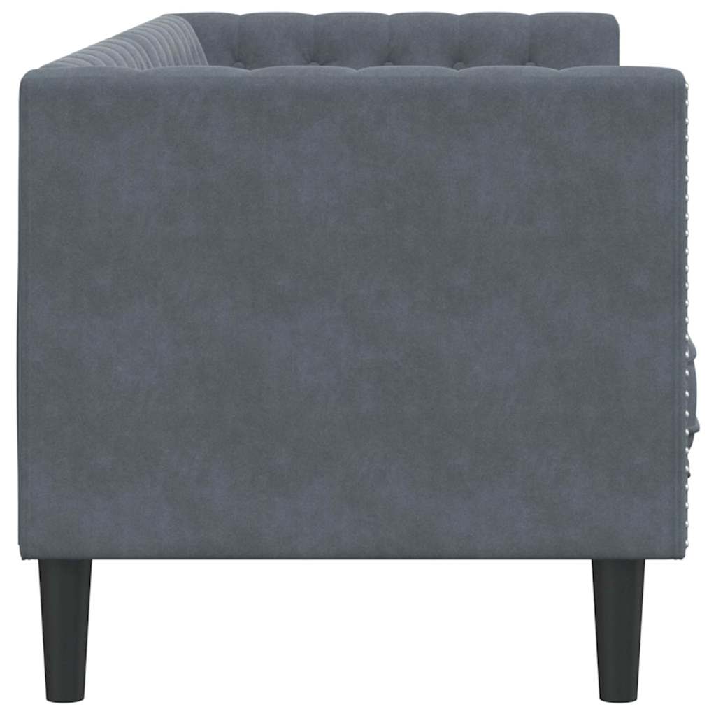 Canapé Chesterfield Gris foncé 194 x 74.5 x 70.5 cm Velours - XIOS