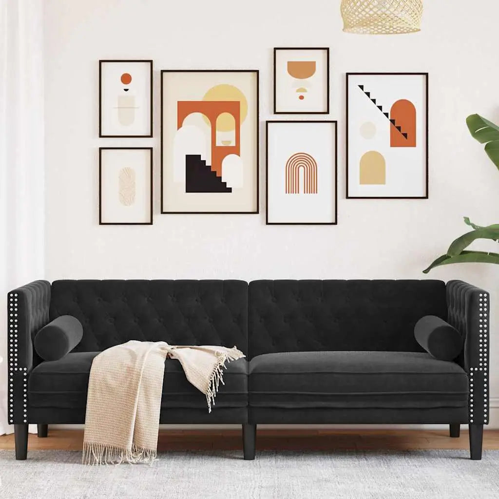 Canapé Noir 194 x 74,5 x 70,5 cm Velours - XIOS