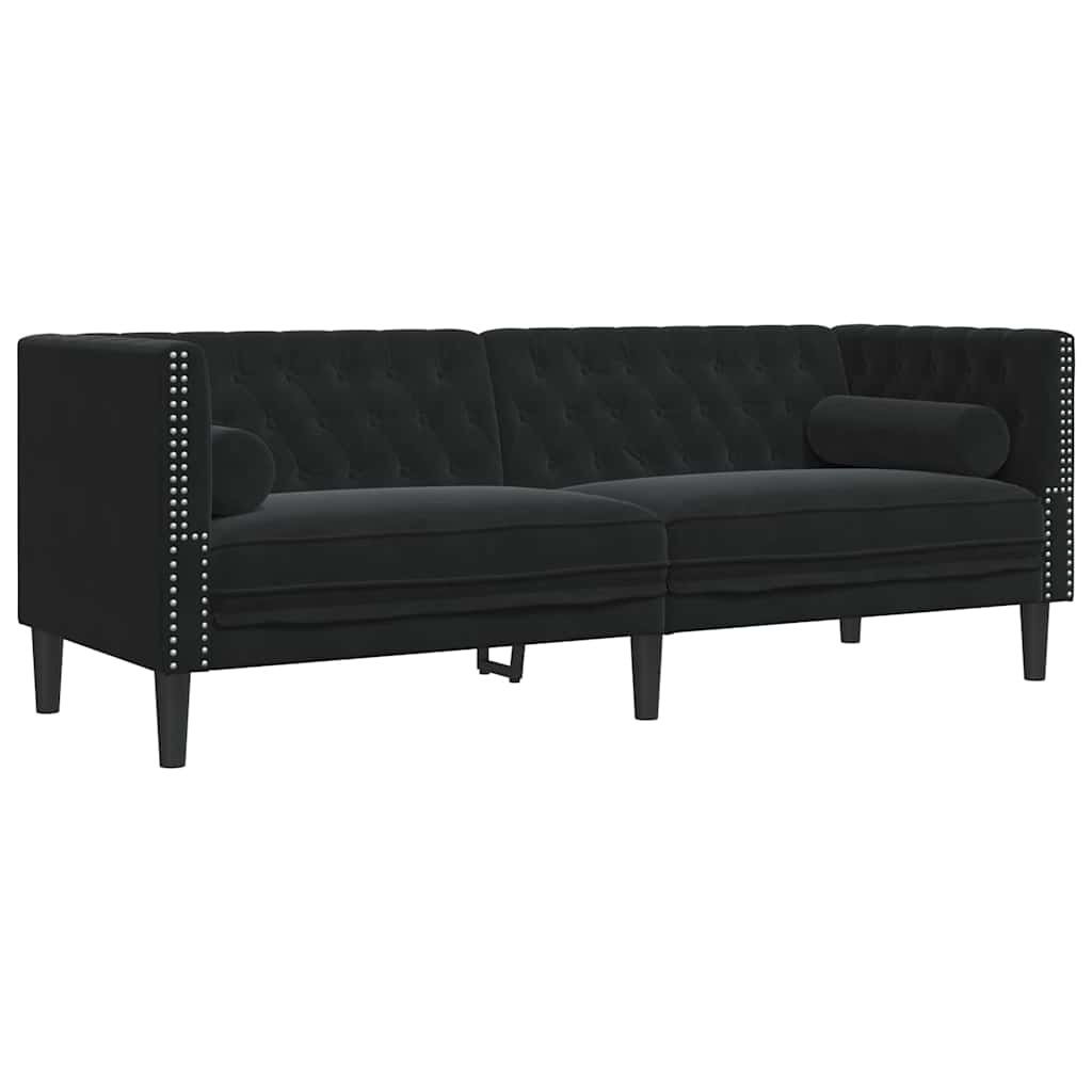 Canapé Noir 194 x 74,5 x 70,5 cm Velours - XIOS