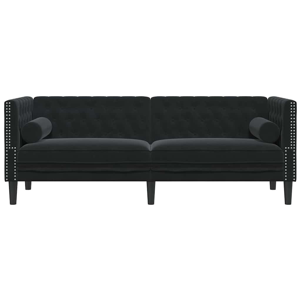 Canapé Chesterfield Autre Noir 194 x 74.5 x 70.5 cm Velours - XIOS