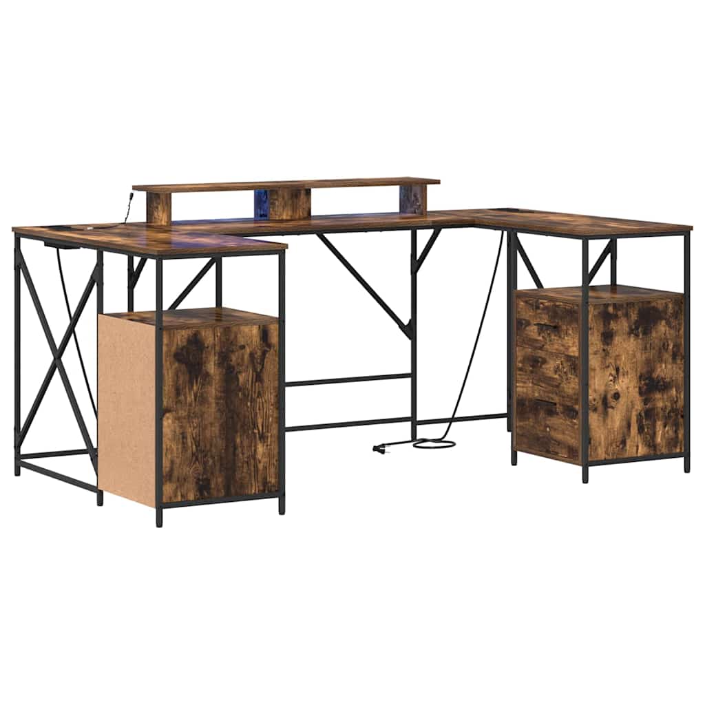 Bureau Chêne fumé 182 x 101 x 87.5 cm Bois d'ingénierie - XIOS